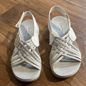 Skechers Cream Woven Slingback Sandals for Women